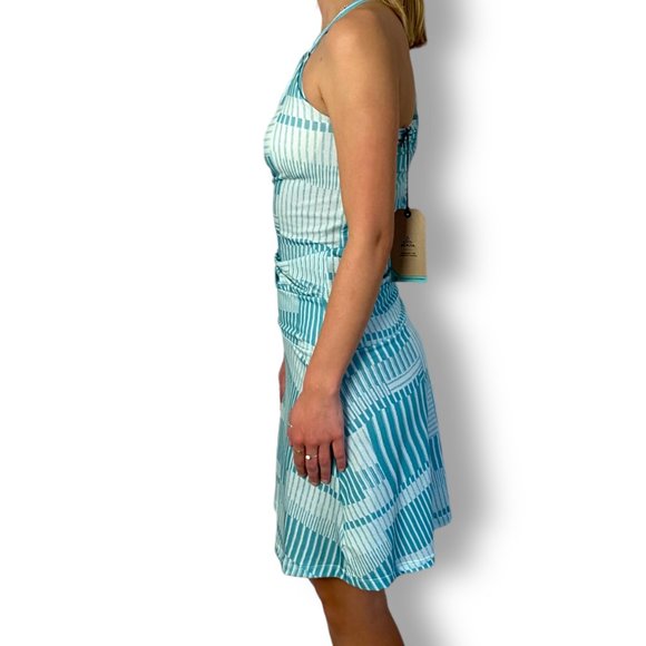 Prana Avore Dress Azurite Wave Blue Print NWT Sz XS Body Con, Soft, Halter - Picture 3 of 9